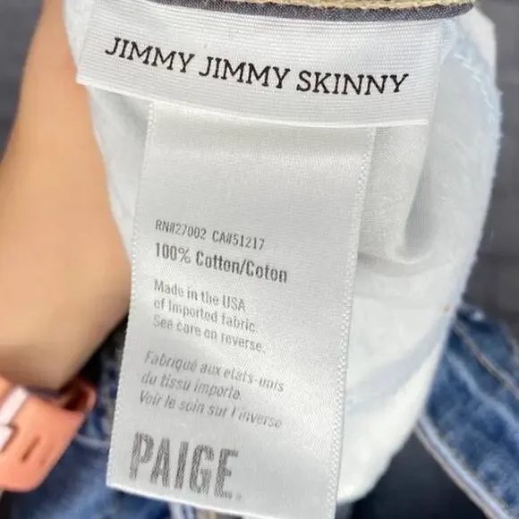 Paige Jimmy Jimmy Skinny Jeans Medium Wash Distressed Ripped Boyfriend Jeans 23 - Picture 9 of 10